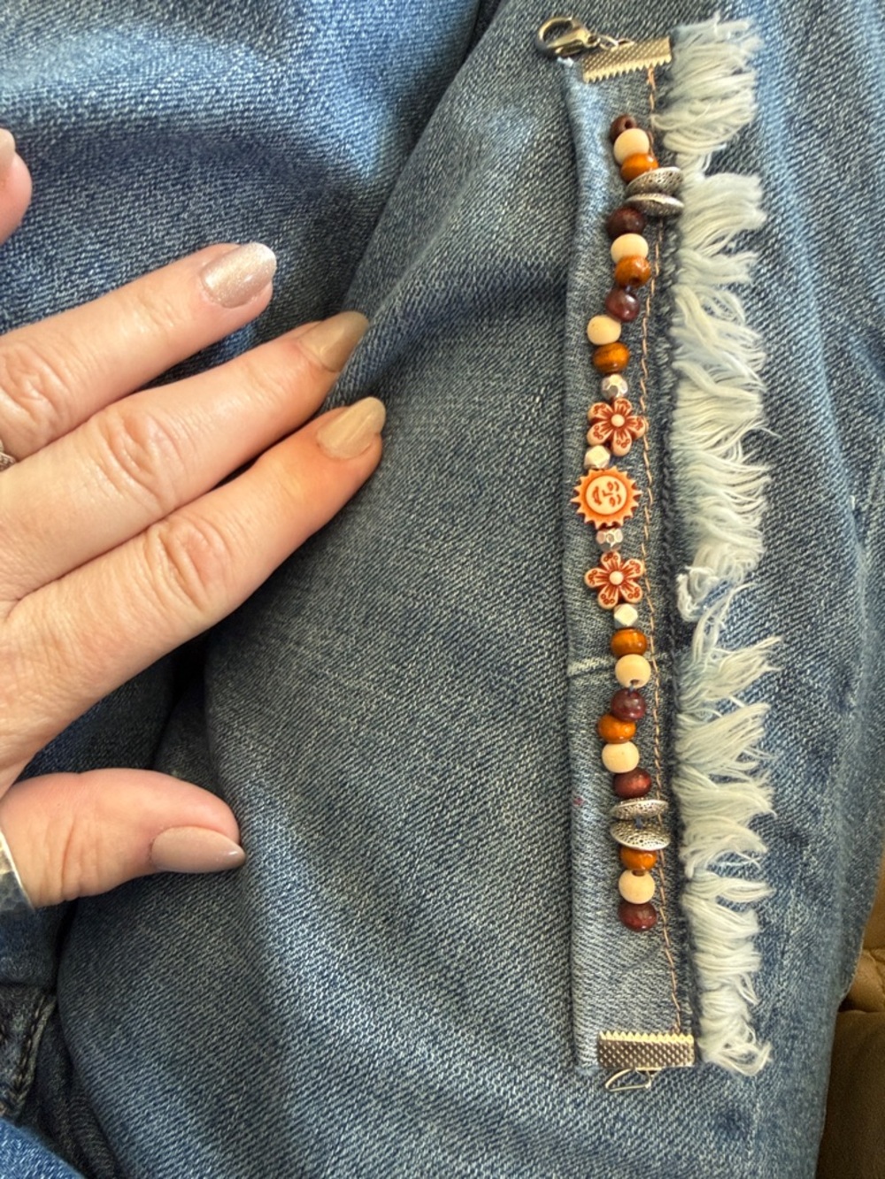 Handcrafted Multicolor Beaded Bracelet with Orange Flower Accents